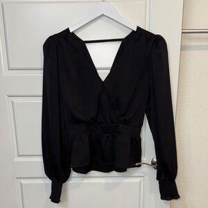 Express Black V-Neck Peplum Blouse